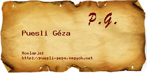 Puesli Géza névjegykártya